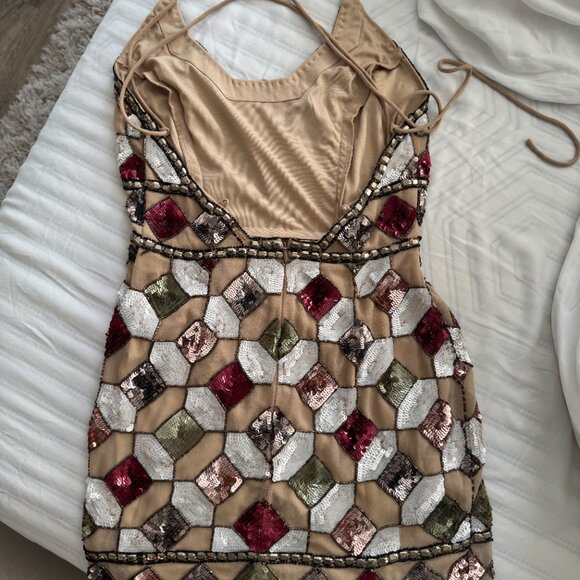 ASOS DESIGN strappy mini dress with tile embellishment - Picture 7 of 11